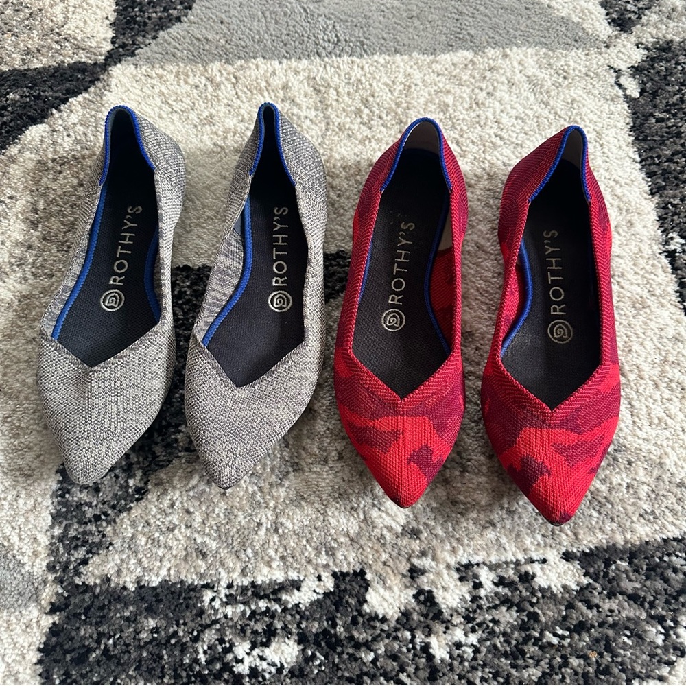 2 pairs Rothy’s the point flats